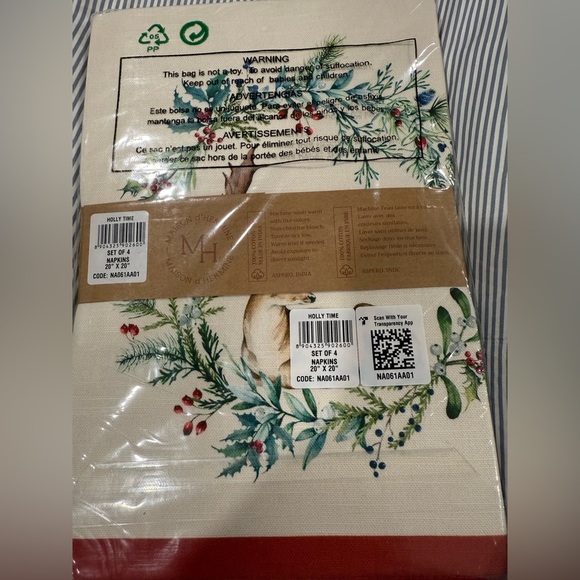 Maison d' Hermine Cloth Napkins Set of 4 100% Cotton (Holly Time, 20" x 20") - Picture 7 of 7